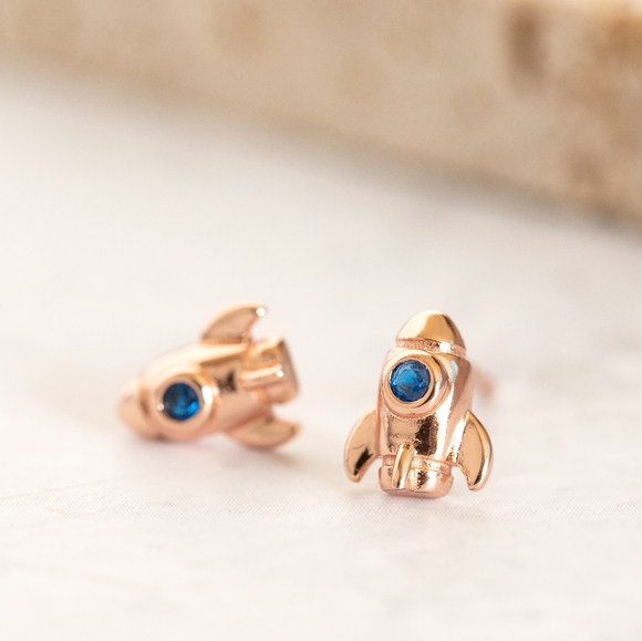 Rose Gold Rocketship Studs (S925) - Only 2 left! - Picture 6 of 7